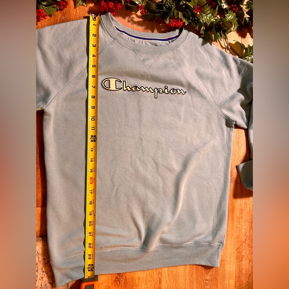 Pre-owned Vintage Blue Champion Spellout Crewneck Sweatshirt - Medium - Picture 4 of 5